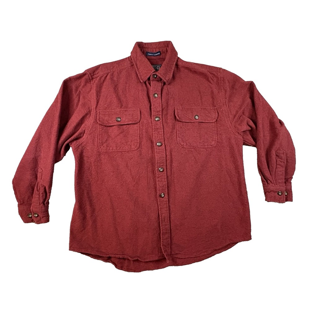 Northern Expedition Men's XL Red Cotton Chamois Flannel LS Shirt Heavyweight‎
